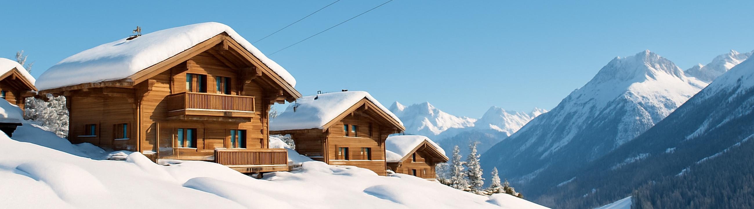 Vue extérieure d'un chalet dans la neige